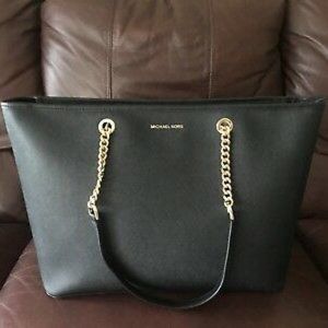 Michael Kors Jet Set Travel Chain-Strap Medium Multi-Function Tote Black